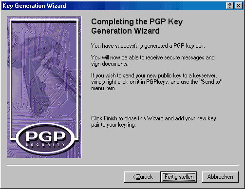 PGP Key Wizard - Schritt 5